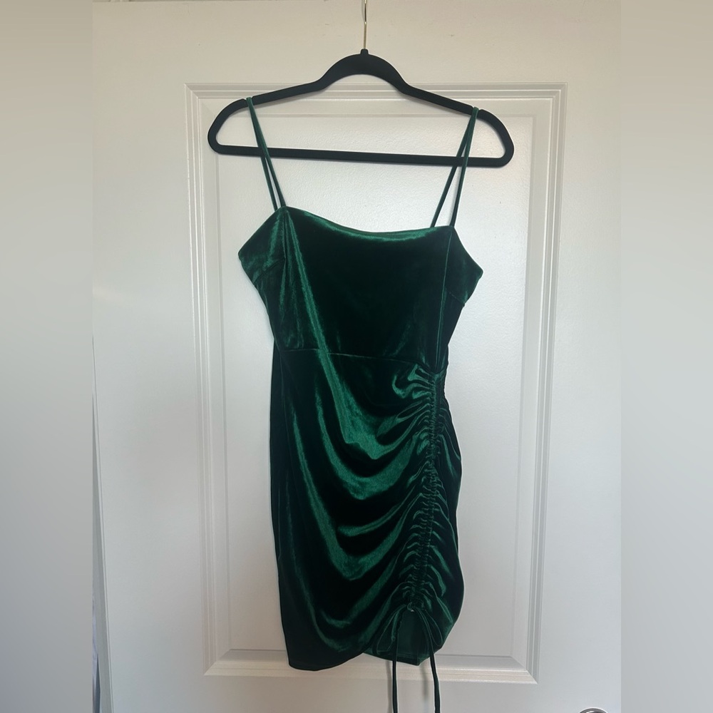 Windsor Green Ruched Slip Dress Spaghetti Strap Cocktail